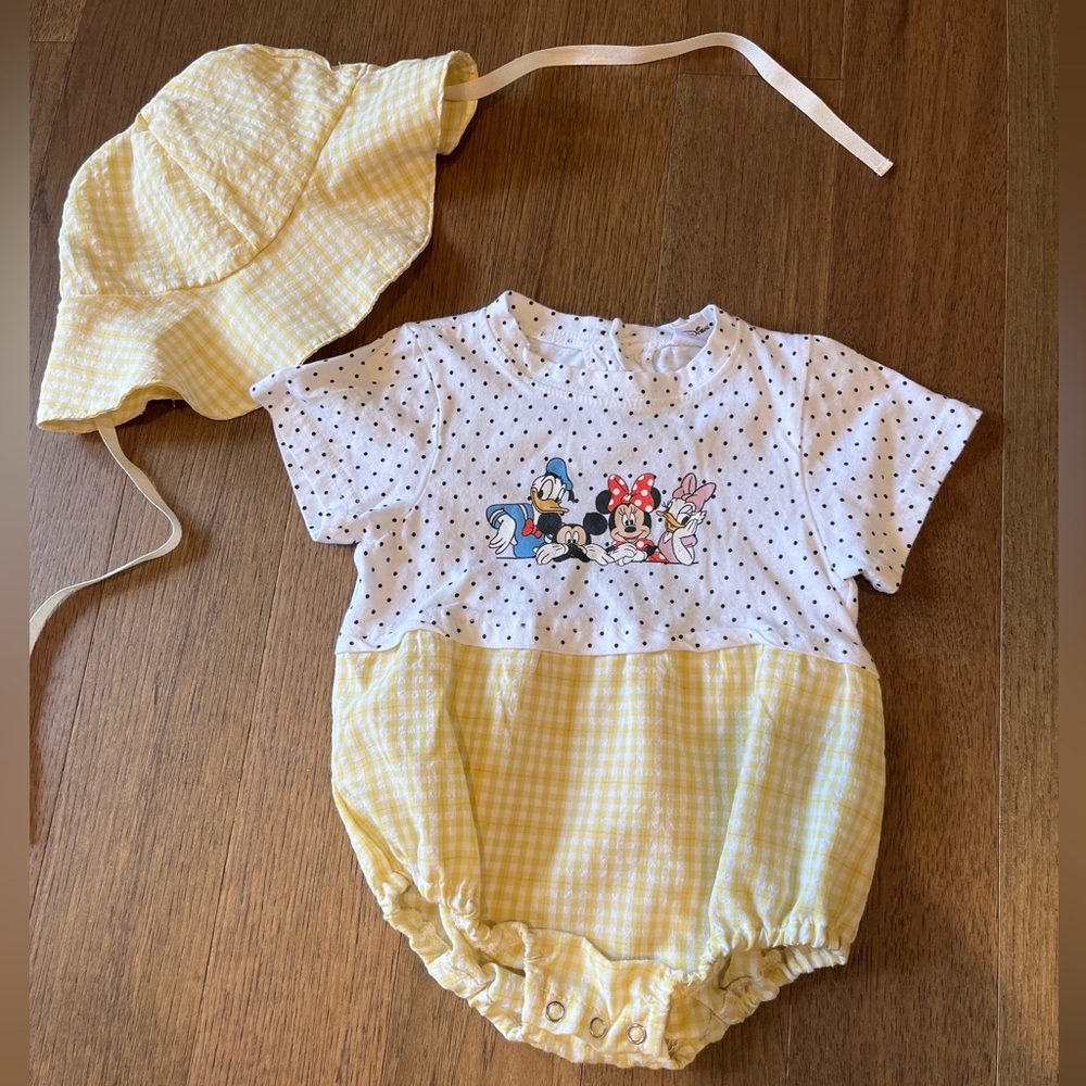 Mickey and friends bubble romper with matching sun hat